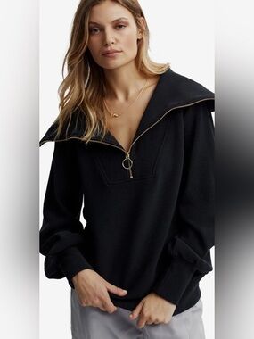 Varley Black Half-Zip Pullover with Gold Zip